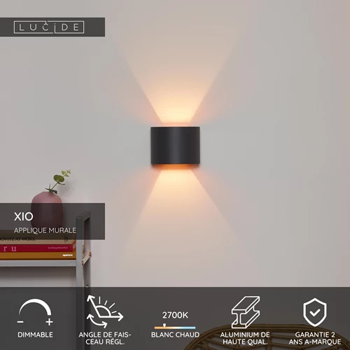 Lucide XIO - Applique murale - LED Dim. - G9 - 1x3,5W 2700K - Angle du faisceau réglable - Gris - USP